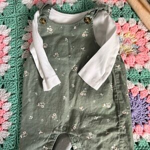 Carter's Sage Floral Overalls
